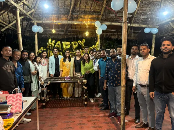 A celebration with friends at the camp